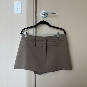 Zara Taupe Double Belt A-Line Skirt